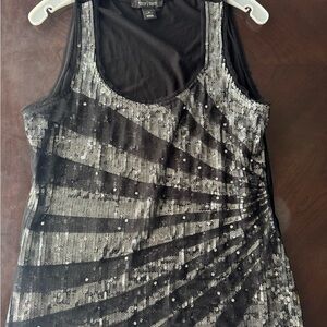 WHBM Black and Silver Sequin Top
